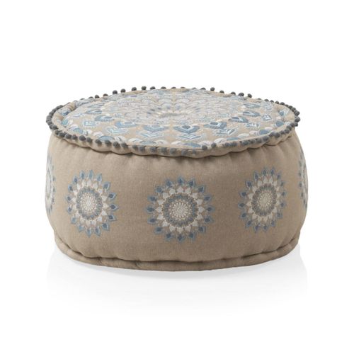 Pouf Rond En Textile Diamètre 55 Cm Coloris Lin
