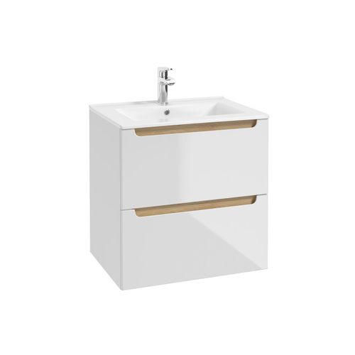 Meuble Vasque Encastrée 2 Tiroirs Stratifiés Blanc