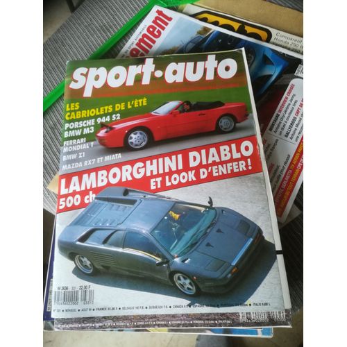 Sport Auto 331 De 1989 France F1,Larini,Audi 90 Quattro 20v 2.3,Passat Gt Syncro G60,Lamborghini Diablo,Toyota Supra Turbo,Bmw M3 Cab,Porsche 944 S2,Bmw Z1,Mazda Mx5 Miata,Lancia Delta Hf Integrale 16