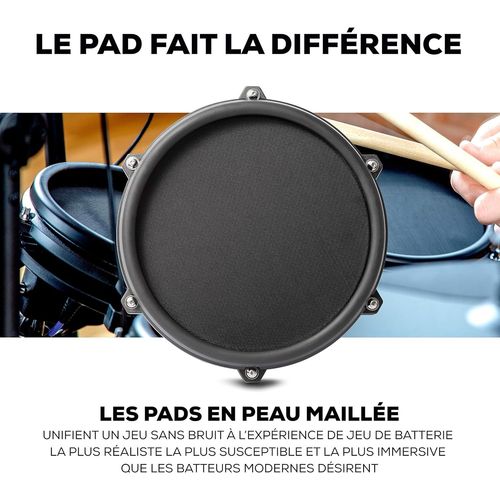Alesis Nitro Mesh Kit – Batterie Électronique 8 Pièces En Peau Maillée Avec Rack En Aluminium Ultra-Résistant, 385 Sons, 60 Morceaux À Accompagner, Baguettes Et Clé De Batterie