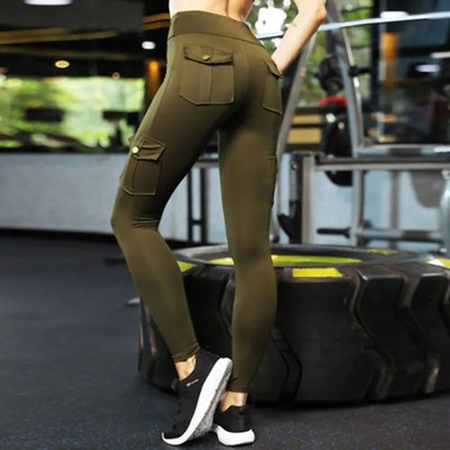 Pantalon De Yoga Taille Haute Pour Femme,Style Militaire,Leggings De Sport,Pantalon De Survêtement À Poche,Coupe Couvertes,Course À Pied En Plein Air,Pantalon De Fitness