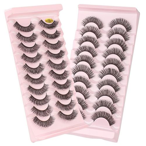 10/5/3 Paires De Faux Cils 3d En Vison Naturel pais,Bande Russe,Cils Dramatiques,Faux Cils,Extension De Maquillage,Faux Cils - Type 10 Pairs-7d24