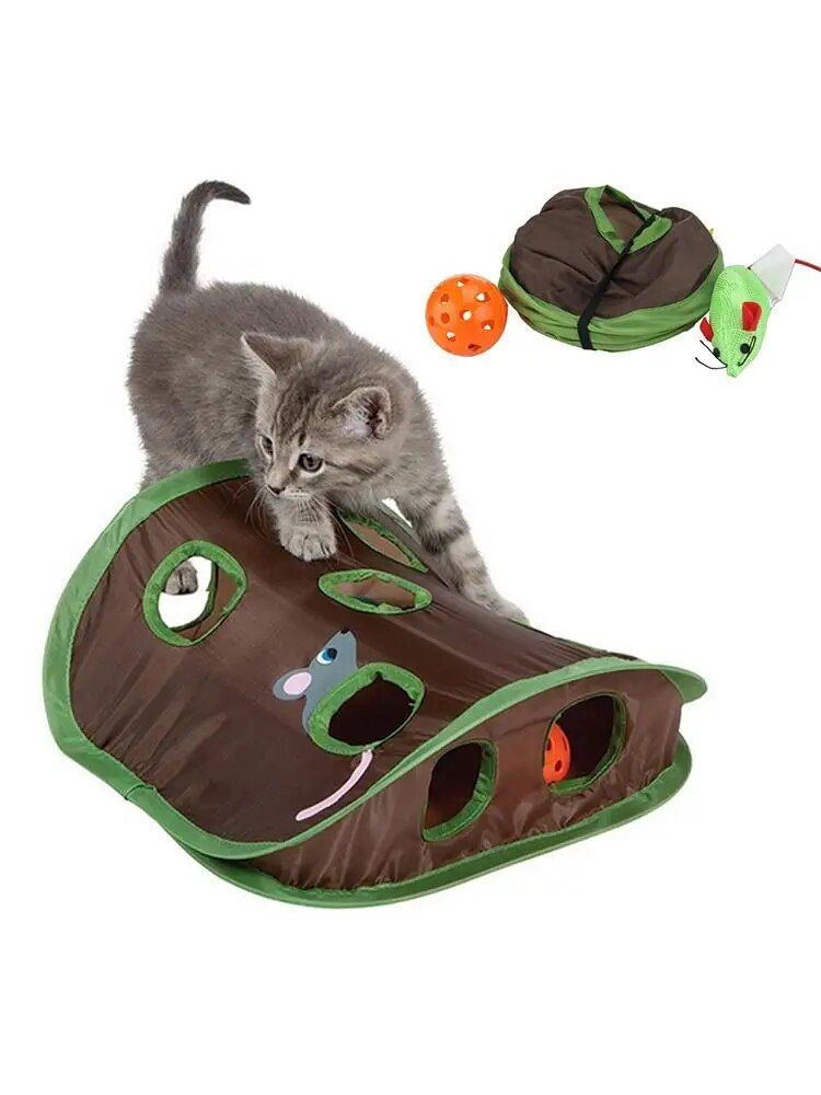 Tunnel Interactif À 9 Trous Pour Chat,Jeu De Cache,Souris,Surdose,Intelligence,Pliable