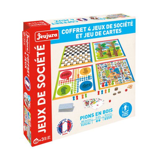 Jeu De Societe Coffert "4 Jeux" Et Jeu De Cartes