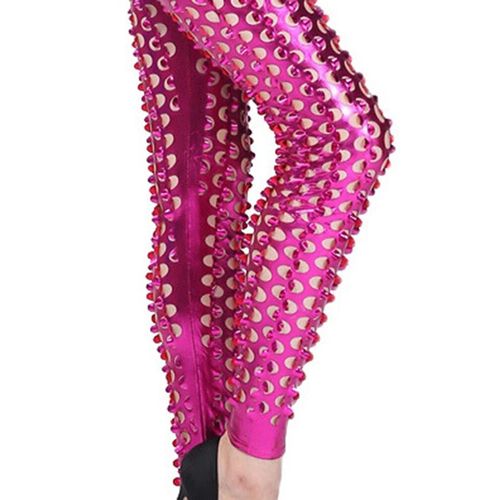 Pantalon De Club Sexy Ajouré,Leggings Brillants Pour Femmes,Pantalon Extensible,Fitness,Élastique,Slim,Mode,Argent,Serré