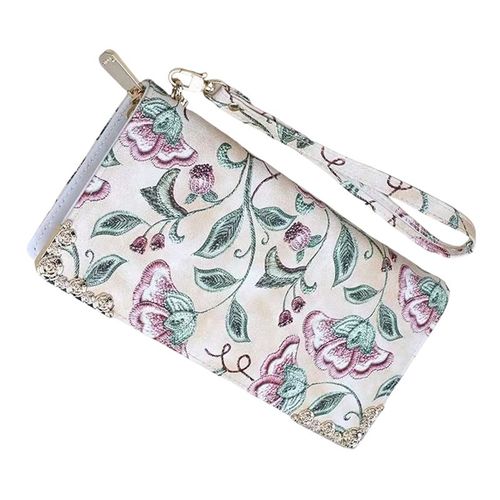 Grande capacité Poignée de main Broderie Nylon Waterproof Sac à main Pochette avec Duplicate Fermeture à glissière rose