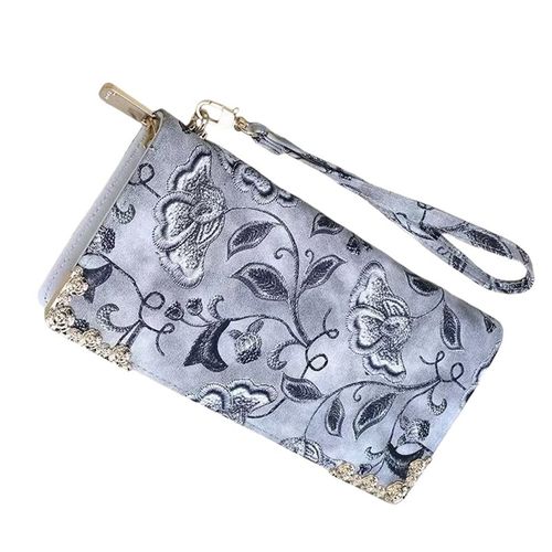 Grande capacité Poignée de main Broderie Nylon Waterproof Sac à main Pochette avec Duplicate Fermeture à glissière noir