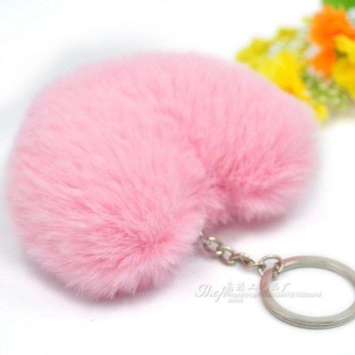Porte-Clés Pompon Moelleux Pour Femme,Forme De C?ur Doux,Fausse Clé De Lapin Joball,Accessoires De Sac De Voiture,Porte-Clés,Cadeaux - Type Hj-5