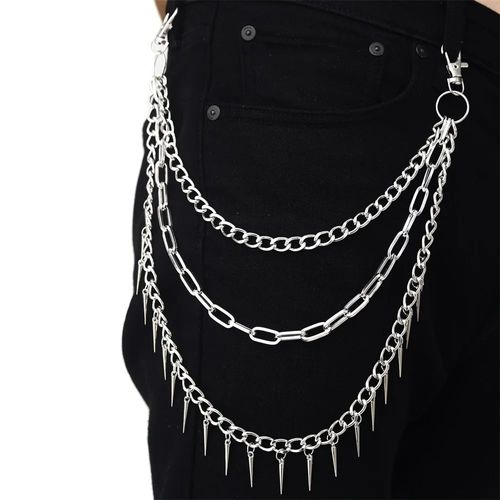 Pantalon Punk Chaîne Pentagramme Porte-Clés Pour Hommes Femmes Jean Pantalon Biker Chaînes Harajuku Gothique Bijoux Gothique Rock Emo Accessoires - Type Silver Color #A