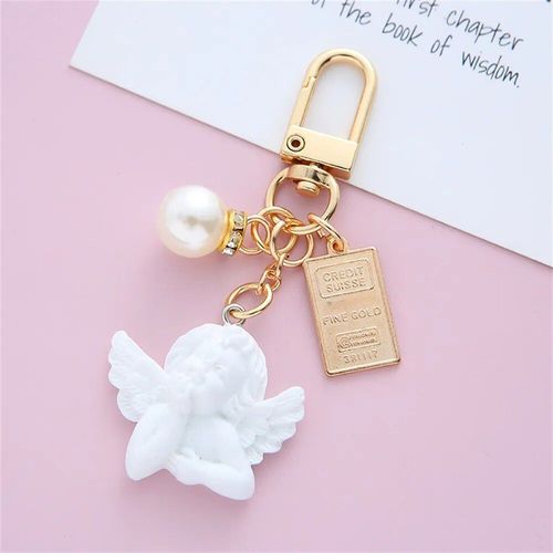 Porte-Clés D'ange Blanc Vintage Pour Femmes Et Filles,Mini Perle Mignonne,Porte-Clés Coeur,Porte-Clés Jocar,Porte-Anneau,Bibelot,Breloques De Sac,Bijoux Créatifs - Type A