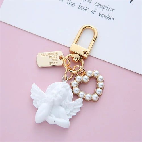 Porte-Clés D'ange Blanc Vintage Pour Femmes Et Filles,Mini Perle Mignonne,Porte-Clés Coeur,Porte-Clés Jocar,Porte-Anneau,Bibelot,Breloques De Sac,Bijoux Créatifs - Type E
