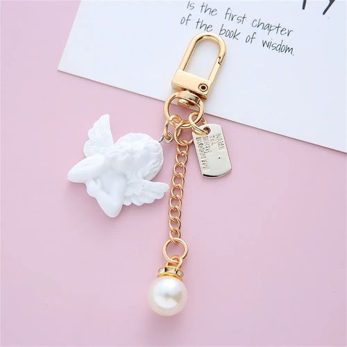 Porte-Clés D'ange Blanc Vintage Pour Femmes Et Filles,Mini Perle Mignonne,Porte-Clés Coeur,Porte-Clés Jocar,Porte-Anneau,Bibelot,Breloques De Sac,Bijoux Créatifs - Type F