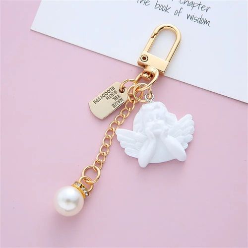 Porte-Clés D'ange Blanc Vintage Pour Femmes Et Filles,Mini Perle Mignonne,Porte-Clés Coeur,Porte-Clés Jocar,Porte-Anneau,Bibelot,Breloques De Sac,Bijoux Créatifs - Type C