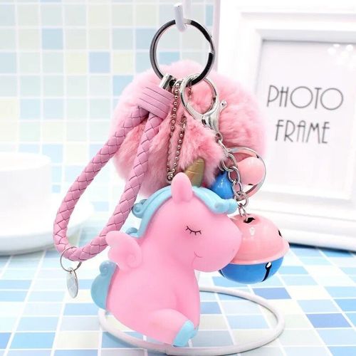 Porte-Clés Boule De Cheveux Rose Nairobi Orn Pour Femme,Pendentif De Sac Pour Femme,Boule En Peluche,Cheveux De Lapin Artificiels Moelleux,Porte-Clés Pour Fille #H