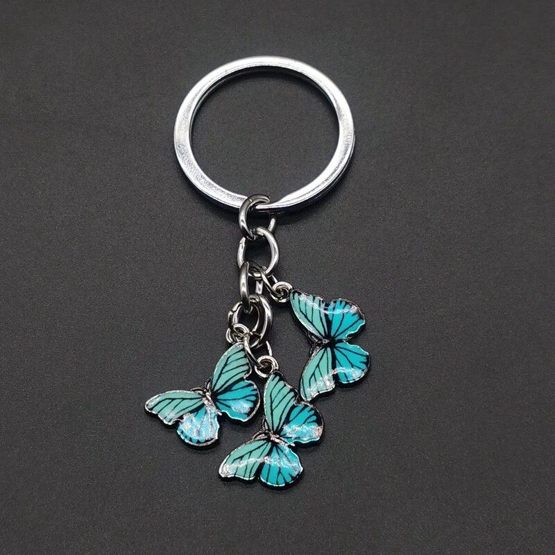 Porte-Clés Papillon En Émail Coloré Pour Femme,Clé De Voiture Insecte,Accessoires De Sac,Bijoux Cadeaux,5 Couleurs Aléatoires #A