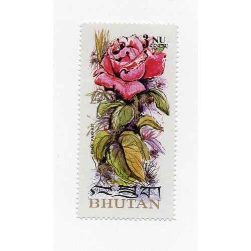 Bhoutan- 1 Timbre Neuf- Rose