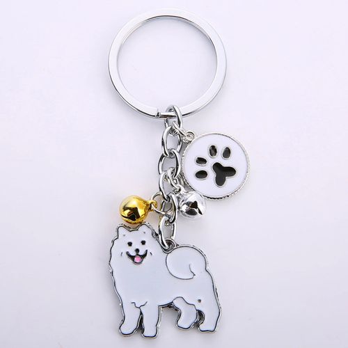 Porte-Clés Mémorial Pour Animaux De Compagnie,Pendentif Chien,Animal Maltais Blanc,Cloche En Émail,Porte-Clés Femme,Bijoux De Sac Pour Filles,10cm,1 Pièce,Mode #C
