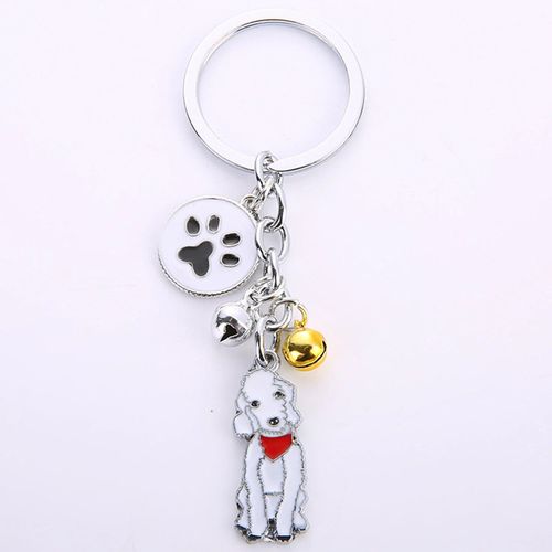 Porte-Clés Mémorial Pour Animaux De Compagnie,Pendentif Chien,Animal Maltais Blanc,Cloche En Émail,Porte-Clés Femme,Bijoux De Sac Pour Filles,10cm,1 Pièce,Mode #B