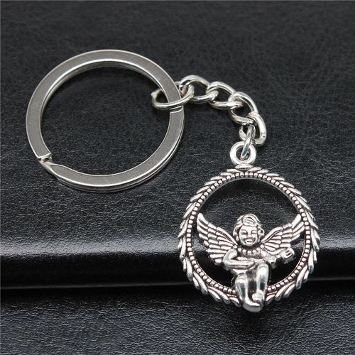Jowomen-Porte-Clé En Métal Diy,Pendentif Ange,Porte-Clés,Souvenirs,Cadeau Créatif,Accessoires De Bijoux De Fête - Type Silver #D