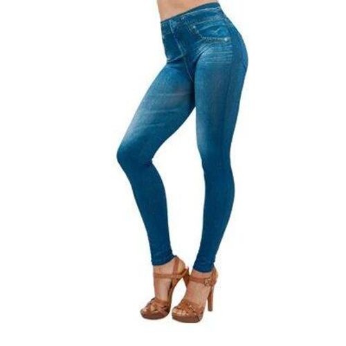 Leggings En Faux Denim Sexy Pour Femme,Pantalon Crayon Décontracté,Long,Avec Poches Imprimées,À La Mode,Été