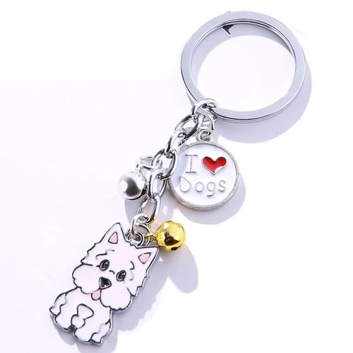 Porte-Clés Mémorial Pour Animaux De Compagnie,Pendentif Chien,Animal Maltais Blanc,Cloche En Émail,Porte-Clés Femme,Bijoux De Sac Pour Filles,10cm,1 Pièce,Mode #A