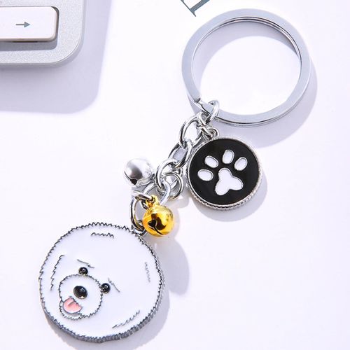Porte-Clés Mémorial Pour Animaux De Compagnie,Pendentif Chien,Animal Maltais Blanc,Cloche En Émail,Porte-Clés Femme,Bijoux De Sac Pour Filles,10cm,1 Pièce,Mode #M