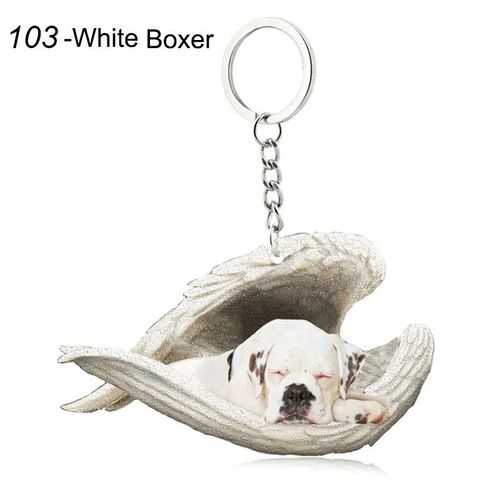 Pendentif Ange Endormi Pour Chien Et Chat,Porte-Clés Pour Animaux De Compagnie,Porte-Clés Pour Animaux De Compagnie,Clé De Sac,Cadeau De Bijoux Pour Femmes Et Filles,68 Styles - Type 103-White Boxer