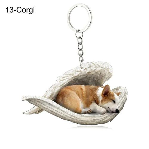 Pendentif Ange Endormi Pour Chien Et Chat,Porte-Clés Pour Animaux De Compagnie,Porte-Clés Pour Animaux De Compagnie,Clé De Sac,Cadeau De Bijoux Pour Femmes Et Filles,68 Styles,1 Pc - Type 13-Corgi