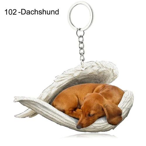 Pendentif Ange Endormi Pour Chien Et Chat,Porte-Clés Pour Animaux De Compagnie,Porte-Clés Pour Animaux De Compagnie,Clé De Sac,Cadeau De Bijoux Pour Femmes Et Filles,68 Styles,1 - Type 102-Dachshund