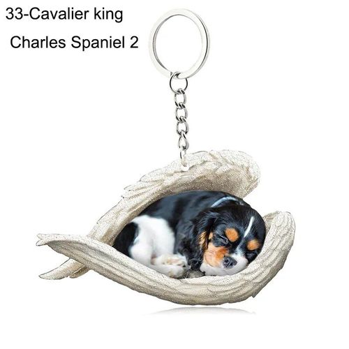 Pendentif Ange Endormi Pour Chien Et Chat,Porte-Clés Pour Animaux De Compagnie,Porte-Clés Pour Animaux De Compagnie,Clé De Sac,Cadeau De Bijoux Pour Femmes Et Filles,68 Styles,1 - Type 33-Spaniel 2