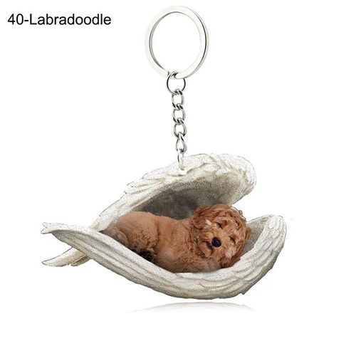 Pendentif Ange Endormi Pour Chien Et Chat,Porte-Clés Pour Animaux De Compagnie,Porte-Clés Pour Animaux De Compagnie,Clé De Sac,Cadeau De Bijoux Pour Femmes Et Filles,68 Styles,1 - Type 40-Labradoodle