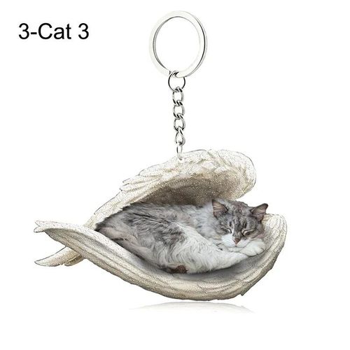 Pendentif Ange Endormi Pour Chien Et Chat,Porte-Clés Pour Animaux De Compagnie,Porte-Clés Pour Animaux De Compagnie,Clé De Sac,Cadeau De Bijoux Pour Femmes Et Filles,68 Styles,1 Pc - Type 3-Cat