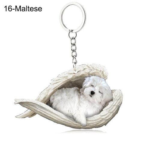 Pendentif Ange Endormi Pour Chien Et Chat,Porte-Clés Pour Animaux De Compagnie,Porte-Clés Pour Animaux De Compagnie,Clé De Sac,Cadeau De Bijoux Pour Femmes Et Filles,68 Styles,1 Pc - Type 16-Maltese