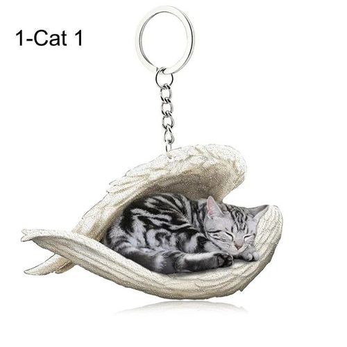 Pendentif Ange Endormi Pour Chien Et Chat,Porte-Clés Pour Animaux De Compagnie,Porte-Clés Pour Animaux De Compagnie,Clé De Sac,Cadeau De Bijoux Pour Femmes Et Filles,68 Styles,1 Pc - Type 1-Cat