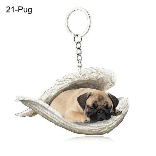 Pendentif Ange Endormi Pour Chien Et Chat,Porte-Clés Pour Animaux De Compagnie,Porte-Clés Pour Animaux De Compagnie,Clé De Sac,Cadeau De Bijoux Pour Femmes Et Filles,68 Styles,1 Pc - Type 21-Pug