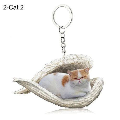 Pendentif Ange Endormi Pour Chien Et Chat,Porte-Clés Pour Animaux De Compagnie,Porte-Clés Pour Animaux De Compagnie,Clé De Sac,Cadeau De Bijoux Pour Femmes Et Filles,68 Styles,1 Pc - Type 2-Cat
