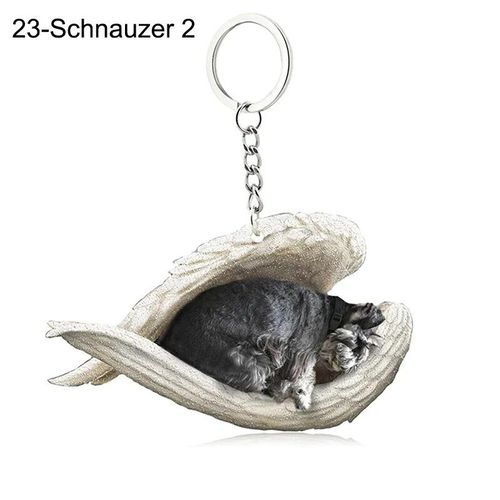 Pendentif Ange Endormi Pour Chien Et Chat,Porte-Clés Pour Animaux De Compagnie,Porte-Clés Pour Animaux De Compagnie,Clé De Sac,Cadeau De Bijoux Pour Femmes Et Filles,68 Styles,1 - Type 23-Schnauzer 2