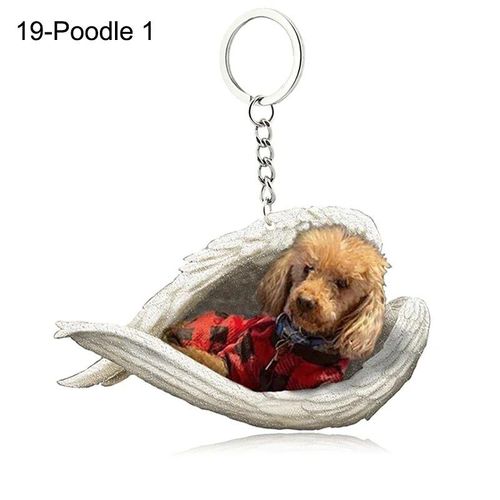 Pendentif Ange Endormi Pour Chien Et Chat,Porte-Clés Pour Animaux De Compagnie,Porte-Clés Pour Animaux De Compagnie,Clé De Sac,Cadeau De Bijoux Pour Femmes Et Filles,68 Styles,1 Pc - Type 19-Poodle 1