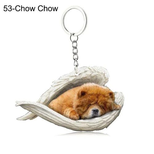 Pendentif Ange Endormi Pour Chien Et Chat,Porte-Clés Pour Animaux De Compagnie,Porte-Clés Pour Animaux De Compagnie,Clé De Sac,Cadeau De Bijoux Pour Femmes Et Filles,68 Styles,1 - Type 53-Chow Chow