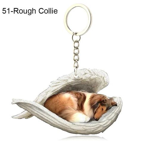 Pendentif Ange Endormi Pour Chien Et Chat,Porte-Clés Pour Animaux De Compagnie,Porte-Clés Pour Animaux De Compagnie,Clé De Sac,Cadeau De Bijoux Pour Femmes Et Filles,68 Styles - Type 51-Rough Collie