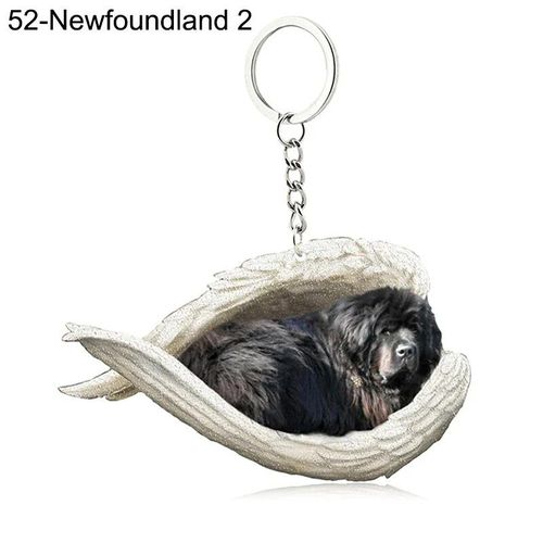 Pendentif Ange Endormi Pour Chien Et Chat,Porte-Clés Pour Animaux De Compagnie,Porte-Clés Pour Animaux De Compagnie,Clé De Sac,Cadeau De Bijoux Pour Femmes Et Filles,68 Styles - Type 52-Newfoundland