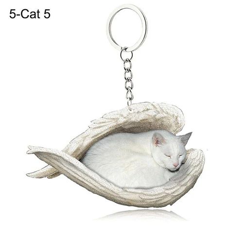 Pendentif Ange Endormi Pour Chien Et Chat,Porte-Clés Pour Animaux De Compagnie,Porte-Clés Pour Animaux De Compagnie,Clé De Sac,Cadeau De Bijoux Pour Femmes Et Filles,68 Styles,1 Pc - Type 5-Cat