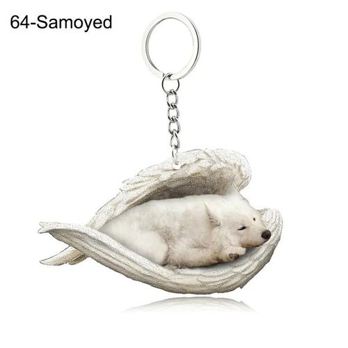 Pendentif Ange Endormi Pour Chien Et Chat,Porte-Clés Pour Animaux De Compagnie,Porte-Clés Pour Animaux De Compagnie,Clé De Sac,Cadeau De Bijoux Pour Femmes Et Filles,68 Styles,1 Pc - Type 64-Samoyed