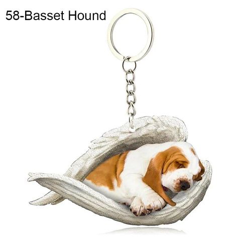 Pendentif Ange Endormi Pour Chien Et Chat,Porte-Clés Pour Animaux De Compagnie,Porte-Clés Pour Animaux De Compagnie,Clé De Sac,Cadeau De Bijoux Pour Femmes Et Filles,68 Styles - Type 58-Basset Hound