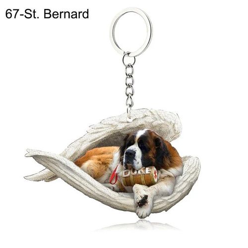 Pendentif Ange Endormi Pour Chien Et Chat,Porte-Clés Pour Animaux De Compagnie,Porte-Clés Pour Animaux De Compagnie,Clé De Sac,Cadeau De Bijoux Pour Femmes Et Filles,68 Styles,1 - Type 67-St. Bernard