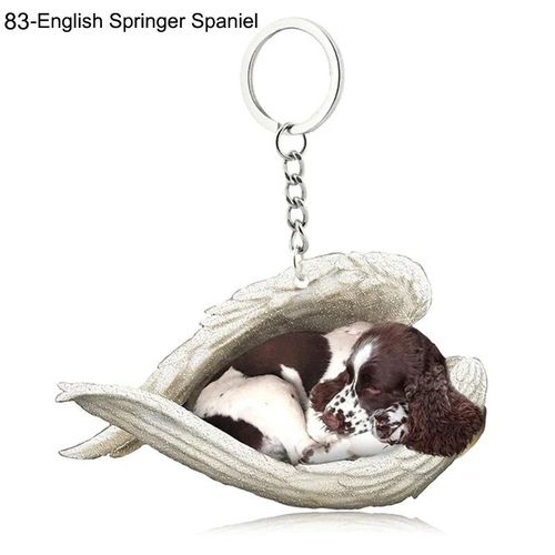 Pendentif Ange Endormi Pour Chien Et Chat,Porte-Clés Pour Animaux De Compagnie,Porte-Clés Pour Animaux De Compagnie,Clé De Sac,Cadeau De Bijoux Pour Femmes Et Filles,68 Styles - Type Springer Spaniel