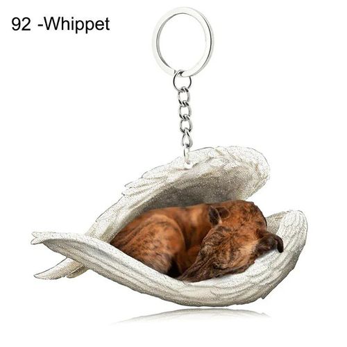 Pendentif Ange Endormi Pour Chien Et Chat,Porte-Clés Pour Animaux De Compagnie,Porte-Clés Pour Animaux De Compagnie,Clé De Sac,Cadeau De Bijoux Pour Femmes Et Filles,68 Styles,1 Pc - Type 92-Whippet
