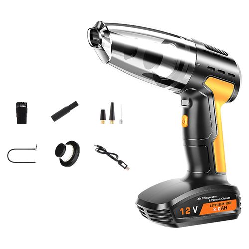 Aspirateur De Voiture Portable 4 En 1 Gonfleur Pneu Sans Jauge Pression Pompe Compresseur D'air Rechargeable Pour