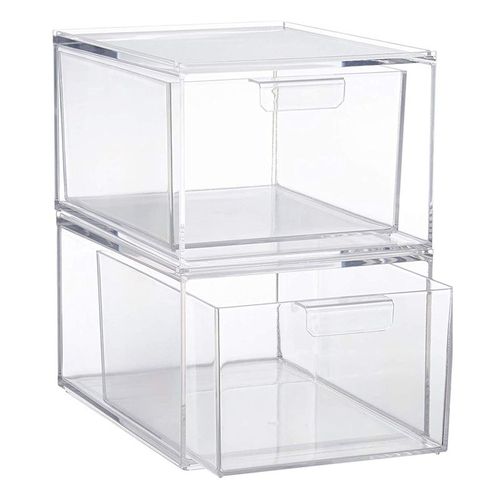 Tiroirs Empilables en Plastique Transparent de 4,5 Pouces Hauteur pour Ranger les CosméTiques et Produits Beauté