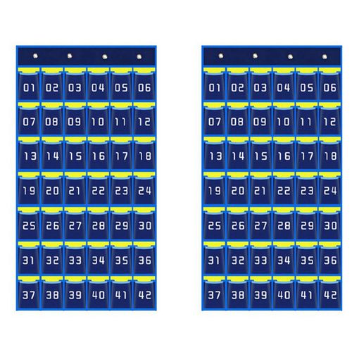 2X 42 Pochettes Numérotées Tableau Téléphone Portable Organisateur Suspendu Sac de Rangement pour Calculatrice Classe Supports